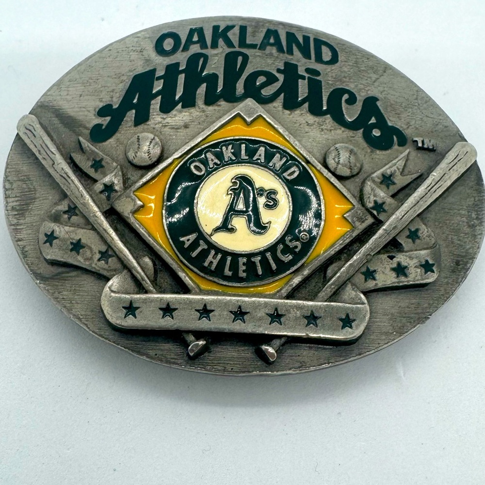 Vintage MLB Oakland As Baseball Belt Buckle